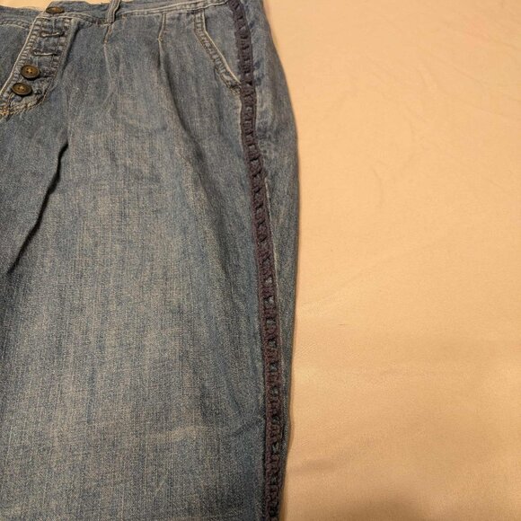 FREE PEOPLE Jeans Womens 25 Medium Wash Denim Button Fly Slight Crease at Waist - Picture 9 of 14